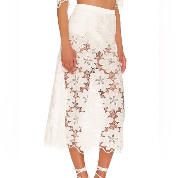 For Love & Lemons MALIKA MIDI SKIRT. White. Size XS. New with Tags. - Picture 3 of 4